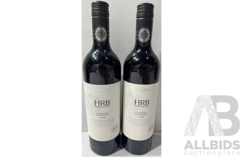 Two Bottles of Hardys HRB Cabernet Sauvignon Vintage 2016