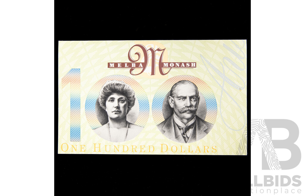 Rare Australian 1996 One Hundred Dollar Specimen Note Number 0717, Fraser/Evans AA 96 000000