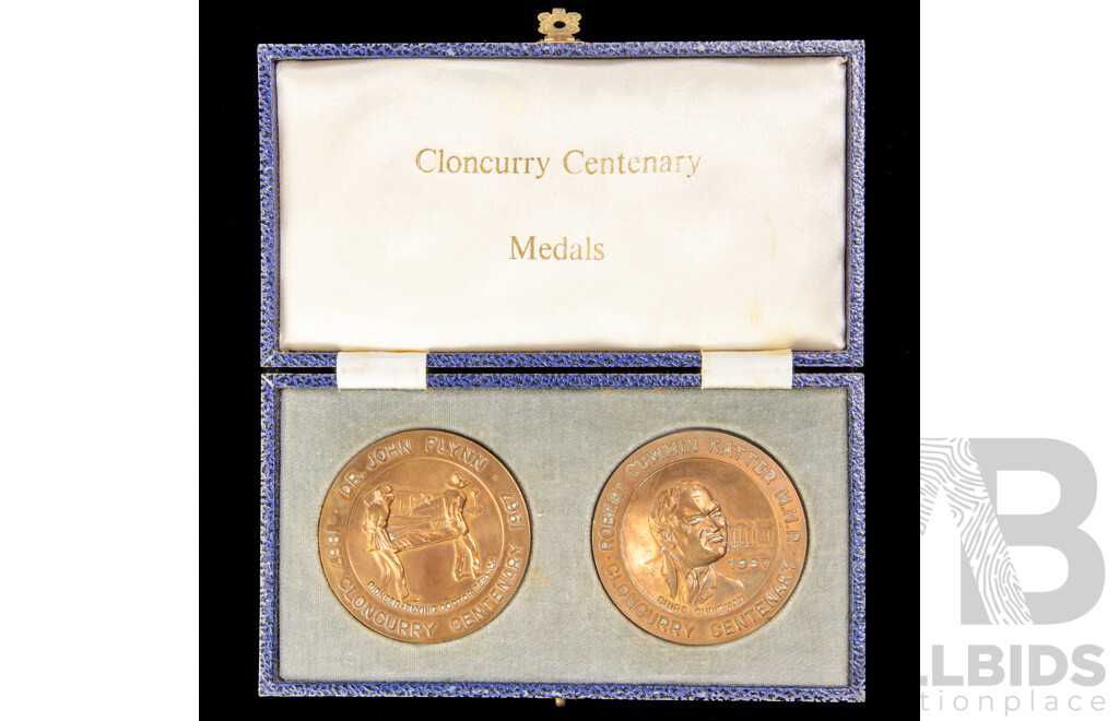 Australian 1967 Clocurry Centenary Medals, DR John Flynn and Robert Cummin Katter