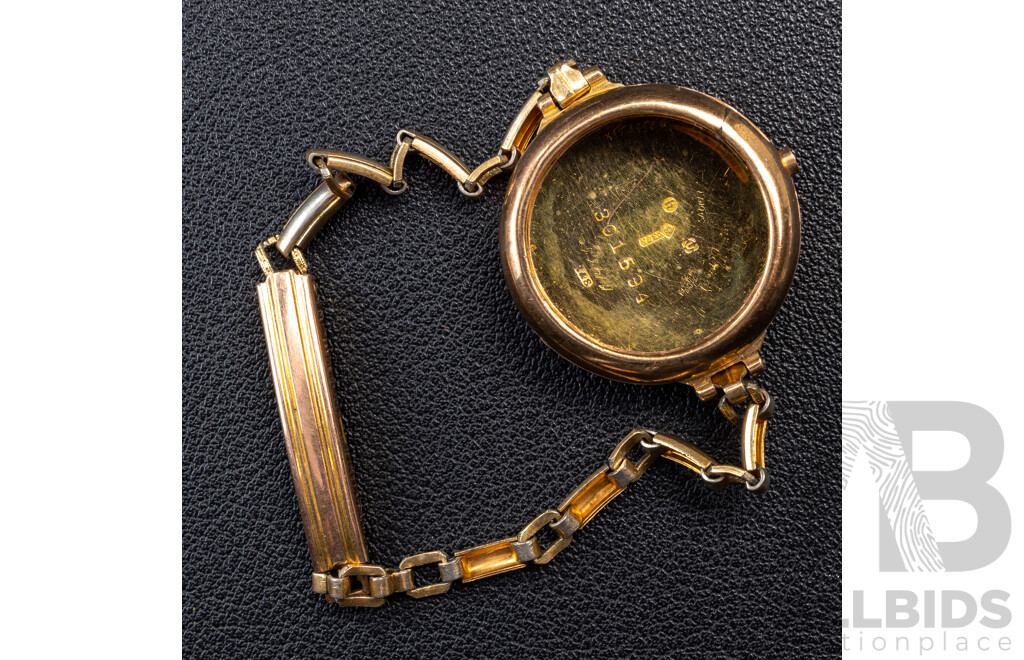 9ct Vintage Watch Casing, Hallmarked R&S 9 .375, 301954, Est. 4.73 Grams with Nifty 9ct Lined Band