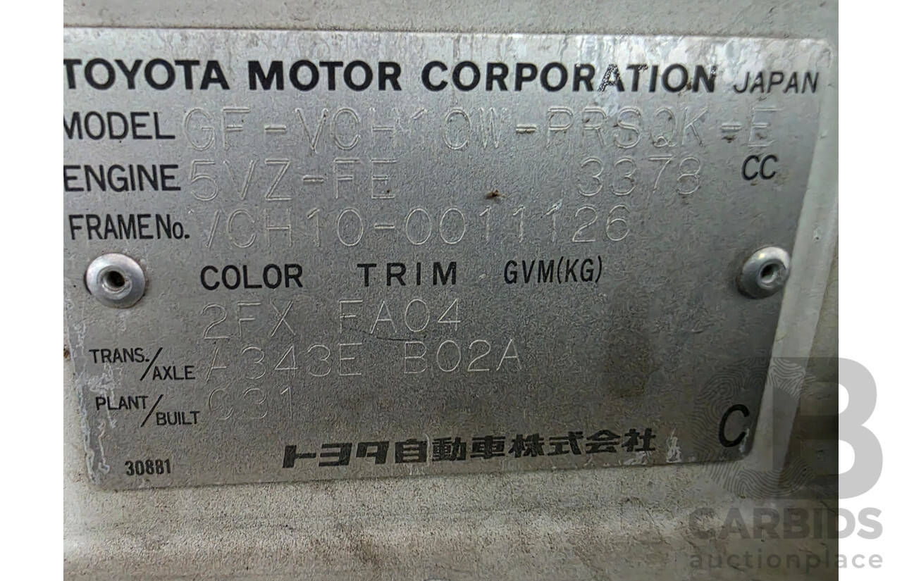 10/1999  Toyota Grand Hiace Van Beige 3.4L - 8 Seater Imported