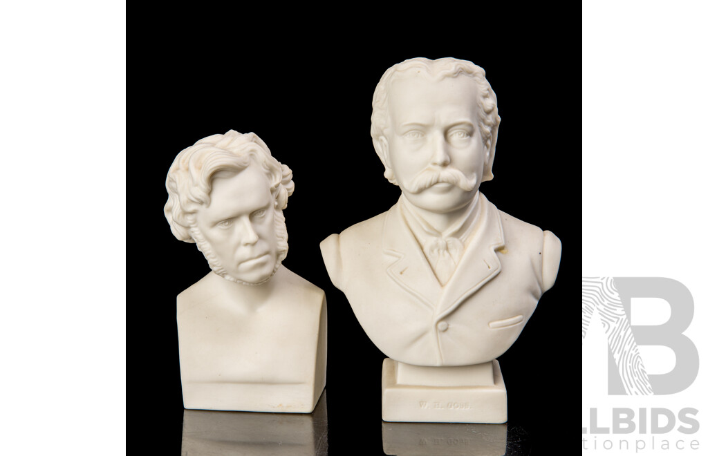 Vintage Parien Ware Bust by W H Goss of W H Goss Along with Parien Ware Bust of Hugh Miller