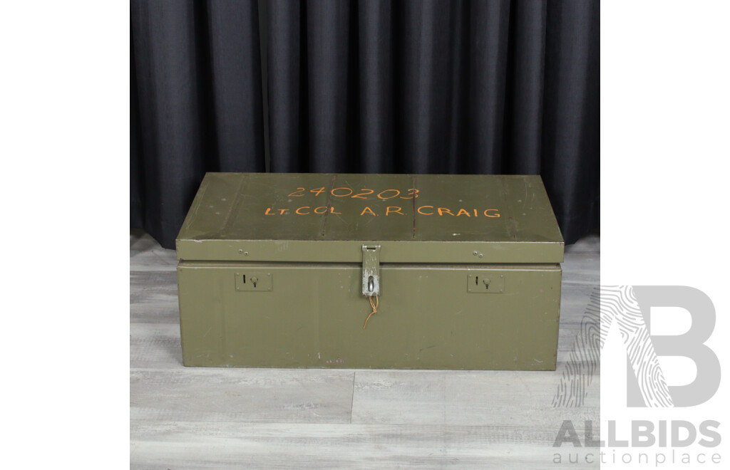 Vintage Military Style Olive Green Storage Chest