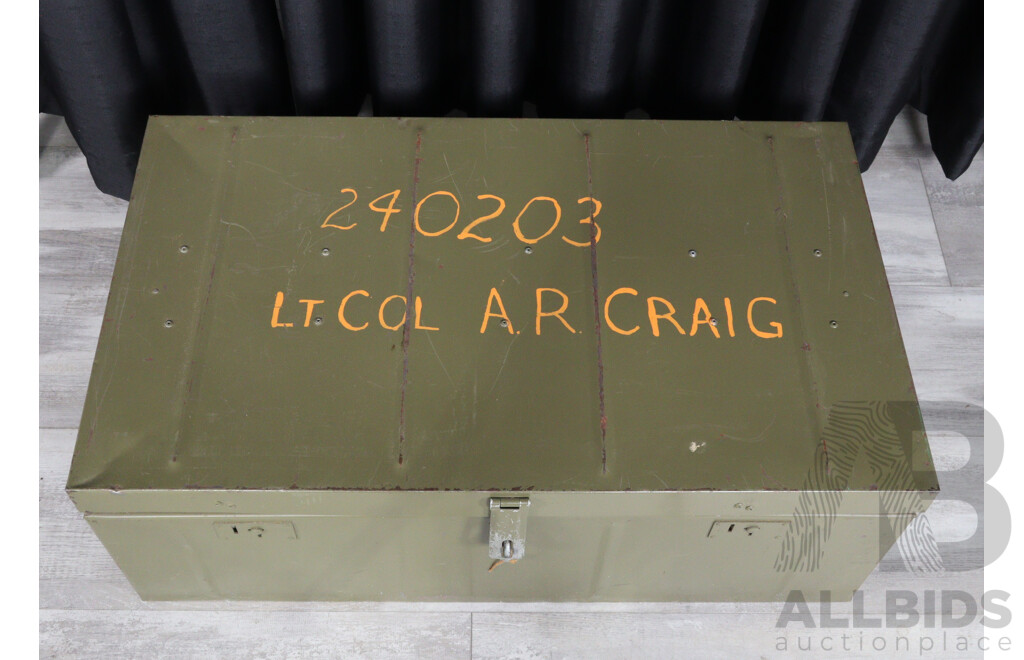 Vintage Military Style Olive Green Storage Chest