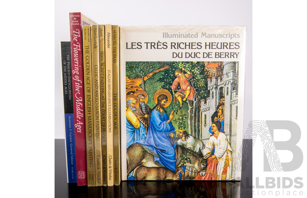 Collection Eight Books Regarding Manuscript Illumination & the Middle Ages