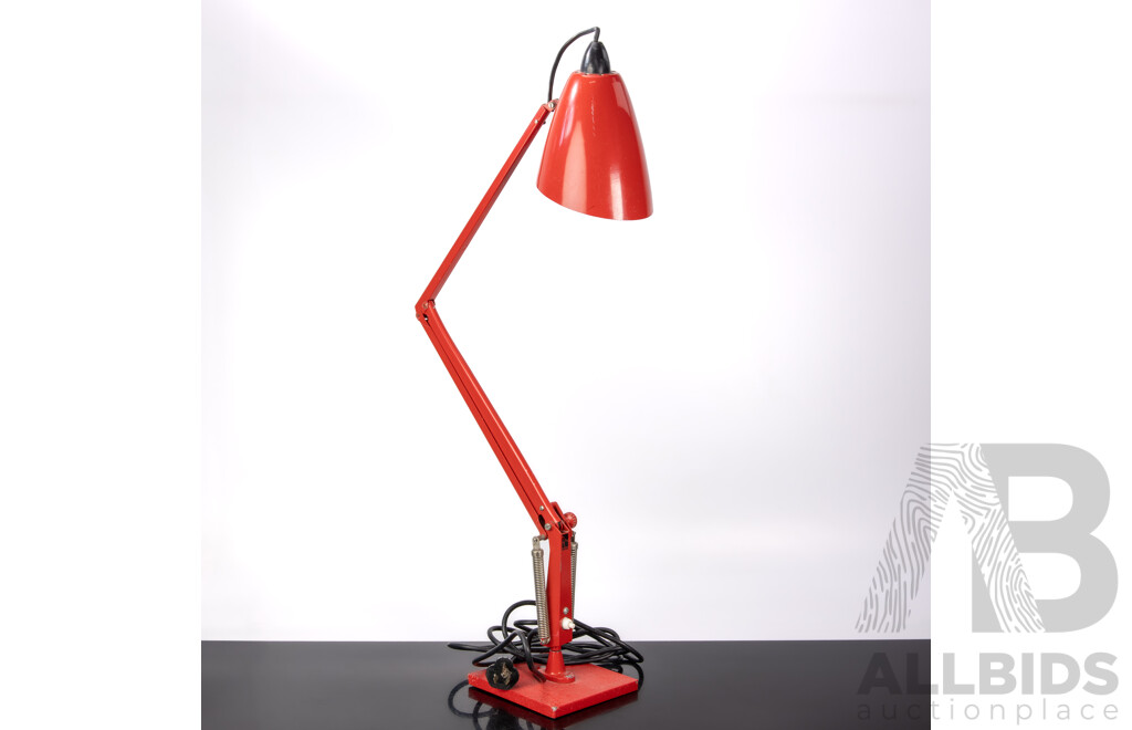 Mid Century Candy Red Studio K Planet Desk Lamp Designed by Bill Iggulden for Planet Lighting