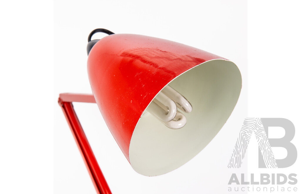 Mid Century Candy Red Studio K Planet Desk Lamp Designed by Bill Iggulden for Planet Lighting