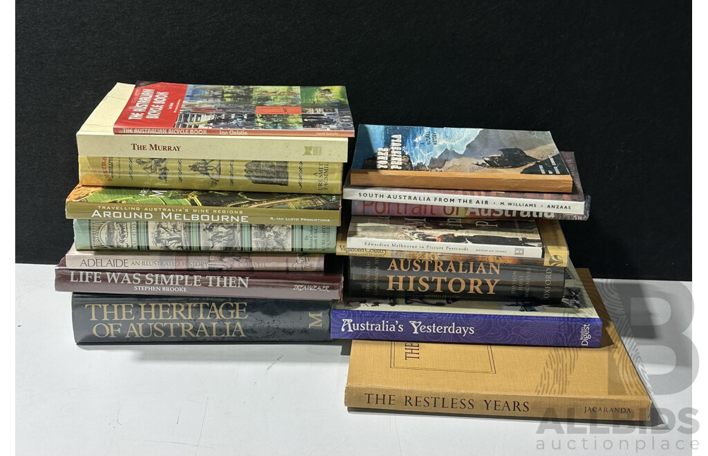 Collection Books Relating Mostly to Australian History Including the Australian Bicycle Book and More