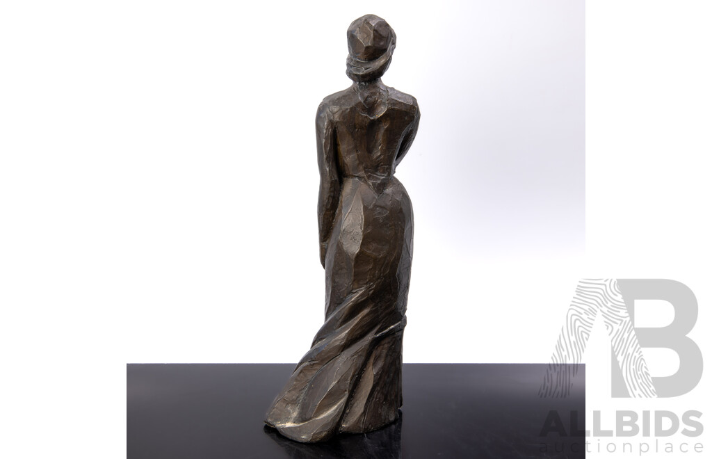 Vintage Solid Cast Bronze Figure of a Lady