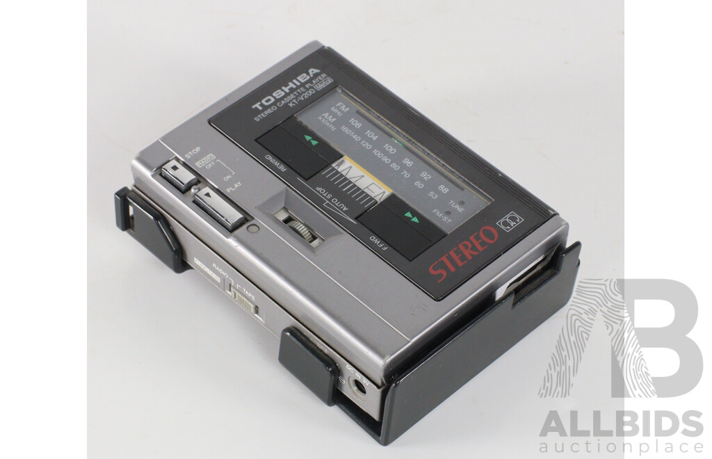 Vintage Toshiba Stereo Casette Player KT V200, with Radio Casette Tape Inside