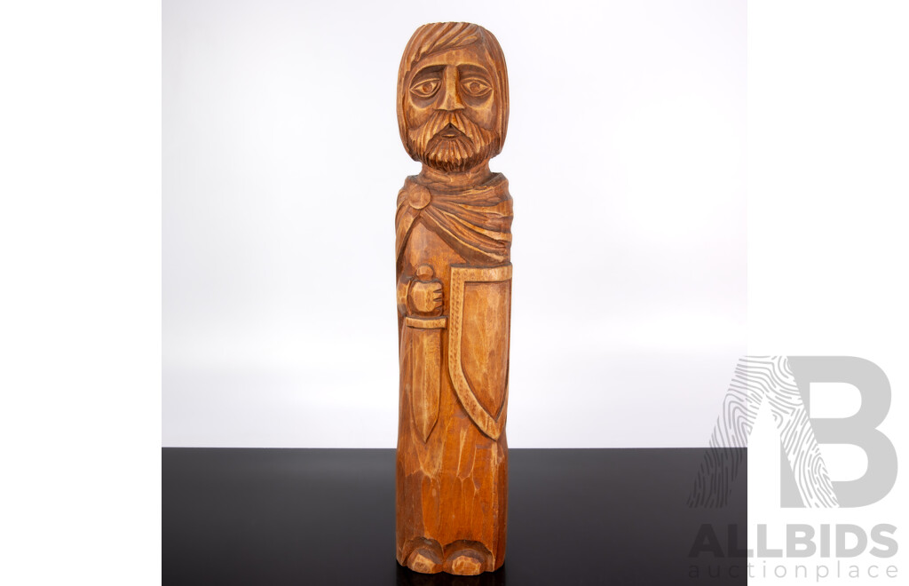 Hand Carved Wooden Knight Figure