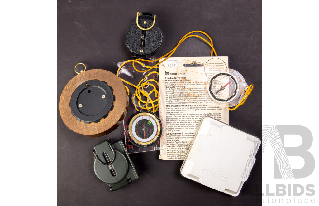 Collection Compasses Along with West German Wall Mounted Barometer