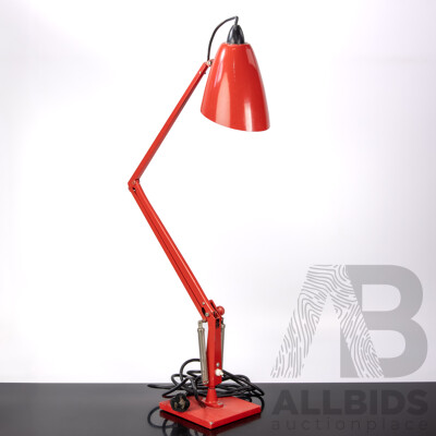 Mid Century Candy Red Studio K Planet Desk Lamp Designed by Bill Iggulden for Planet Lighting