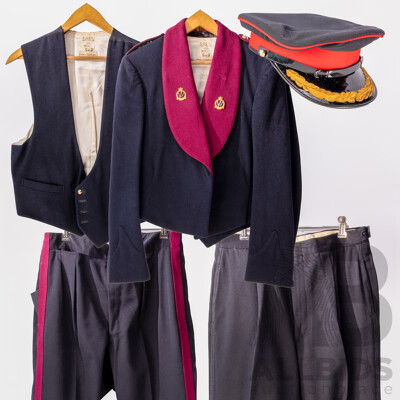 Vintage Australian & British Army Dress Uniform with Jacket with Two Bath Stars to Epaulets,Two Sets Dress Trousers, Hat