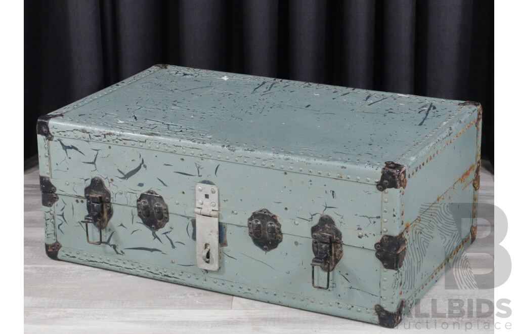 Vintage Metal Travel Trunk