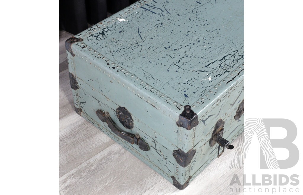 Vintage Metal Travel Trunk