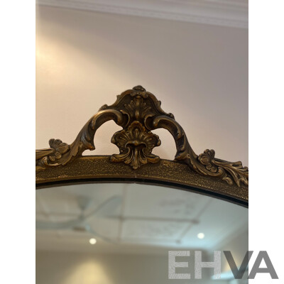 Oversized Gilt Framed Circular Mirror with Wreath Surmount