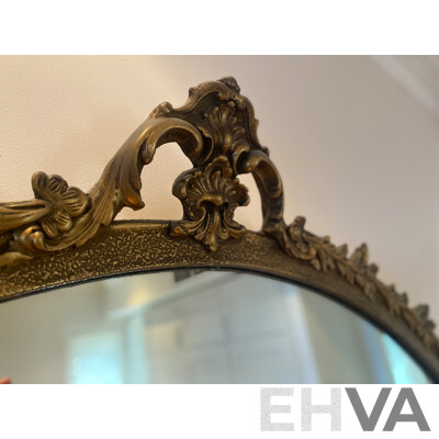 Oversized Gilt Framed Circular Mirror with Wreath Surmount