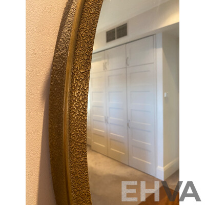 Oversized Gilt Framed Circular Mirror with Wreath Surmount