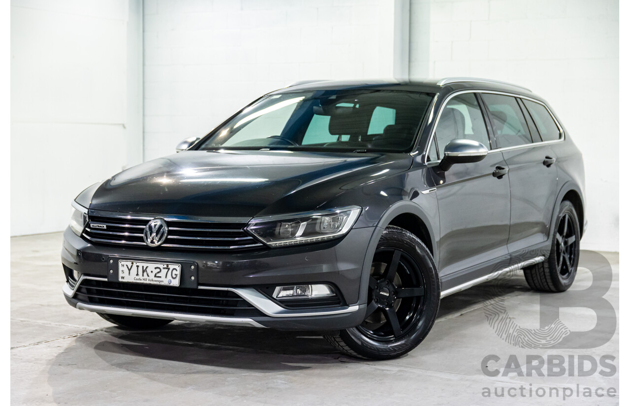 04/2018 Volkswagen Passat Alltrack Wolfsburg Edition (AWD) 3C MY18 4d Wagon Manganese Grey Metallic Turbo Diesel 2.0L
