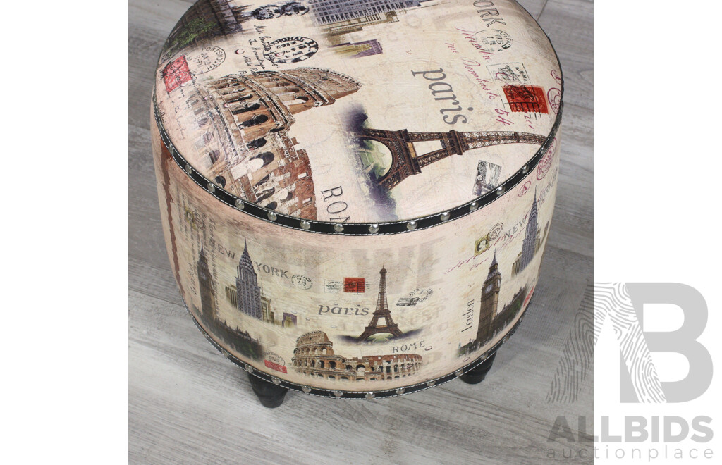 Pair of Modern Faux Leather Ottomans