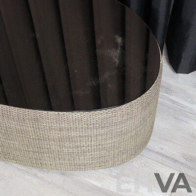 Modern Woven Patio Coffee Table with Mirrored Top