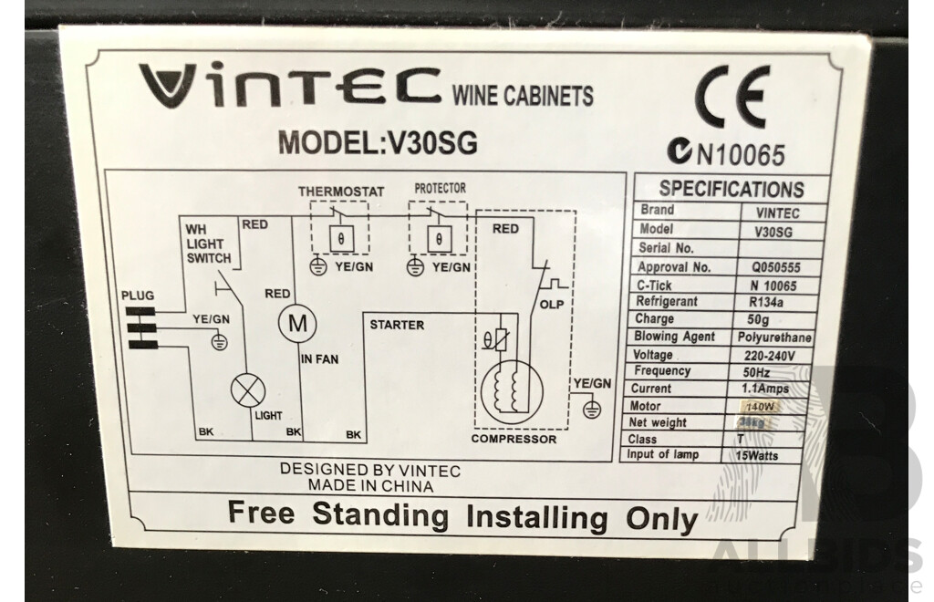 Vintec 30 Bottle Wine Cabinet
