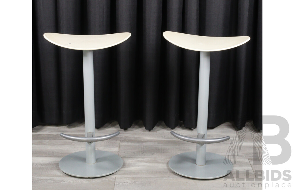 Pair of Modern Metal Based Bar Stools