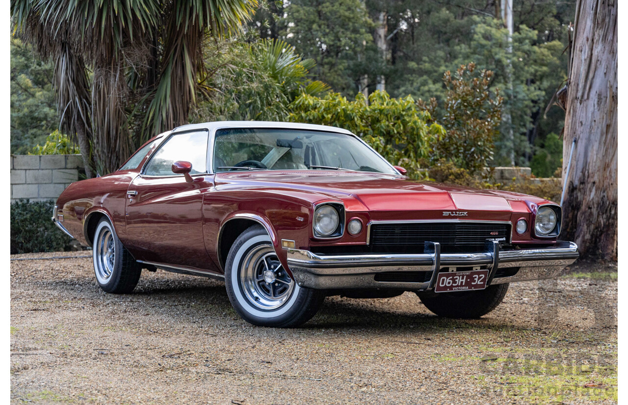 01/1973 Buick Century Gran Sport 455 2d Coupe Burgundy / White Vinyl 455ci V8 7.5L