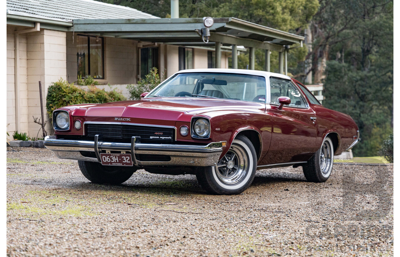 01/1973 Buick Century Gran Sport 455 2d Coupe Burgundy / White Vinyl 455ci V8 7.5L