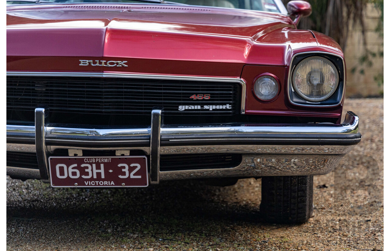 01/1973 Buick Century Gran Sport 455 2d Coupe Burgundy / White Vinyl 455ci V8 7.5L