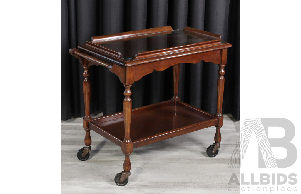 Vintage Timber Two Tier Drinks Trolley