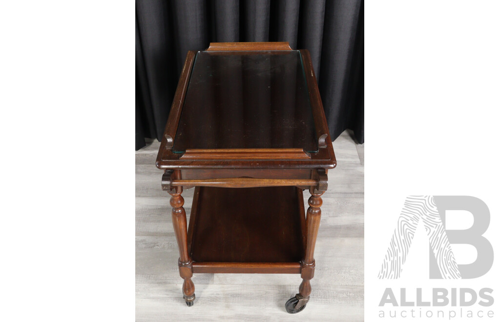 Vintage Timber Two Tier Drinks Trolley