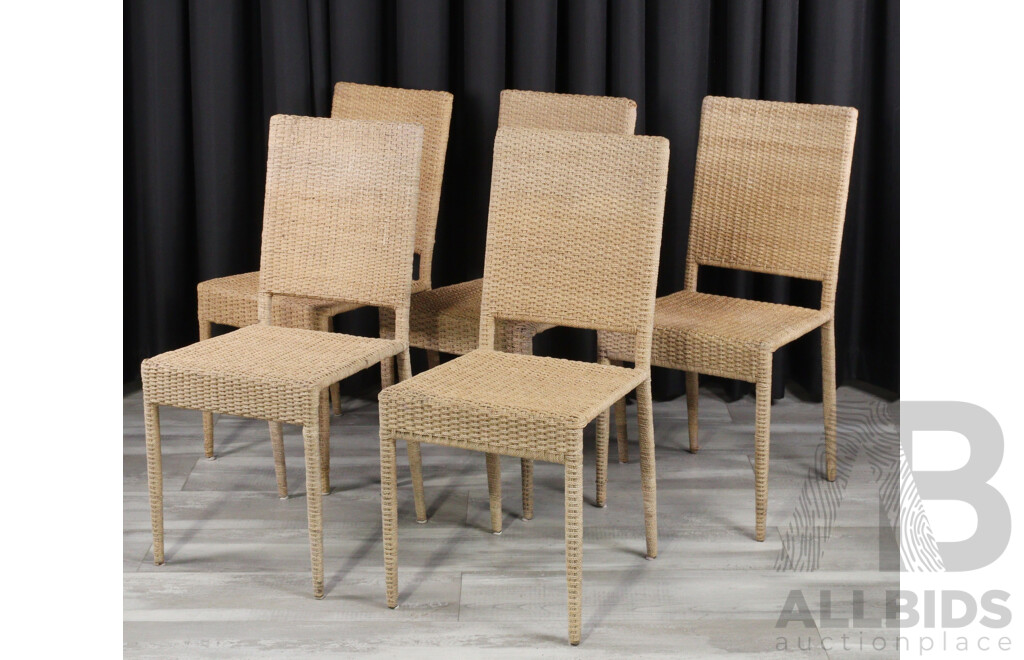 Set of Five Seagrass Dining Chairs