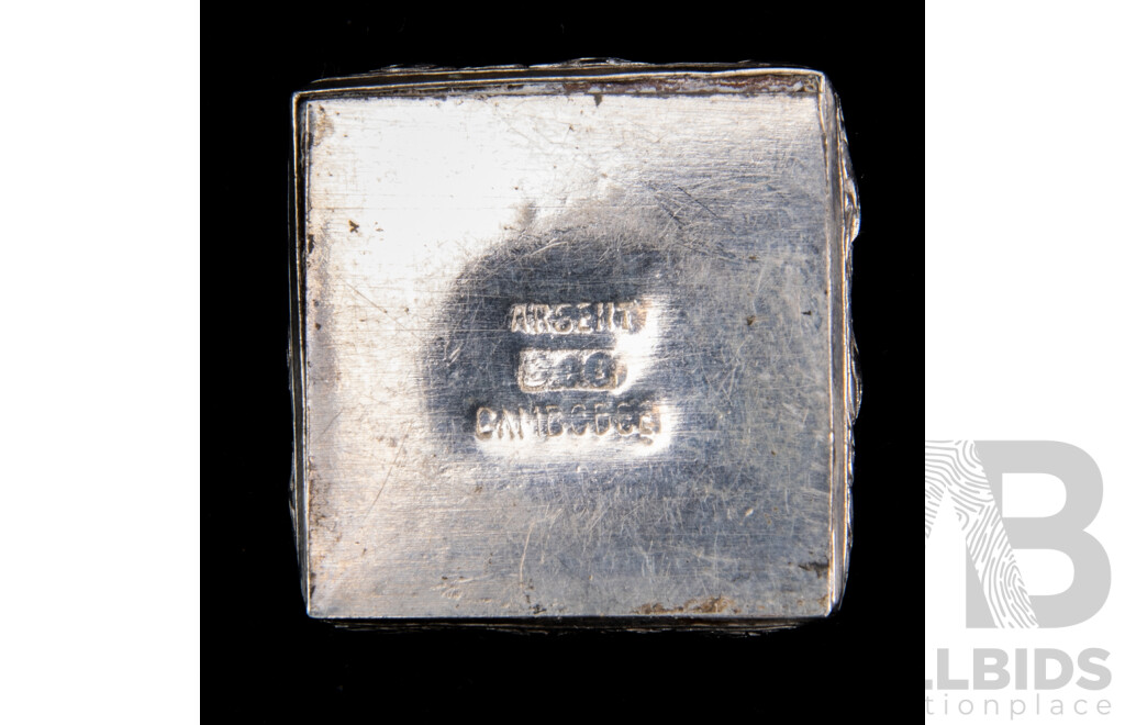 Set Twelve Cambodian .900 Silver Place Card Holders with Repousse Finish