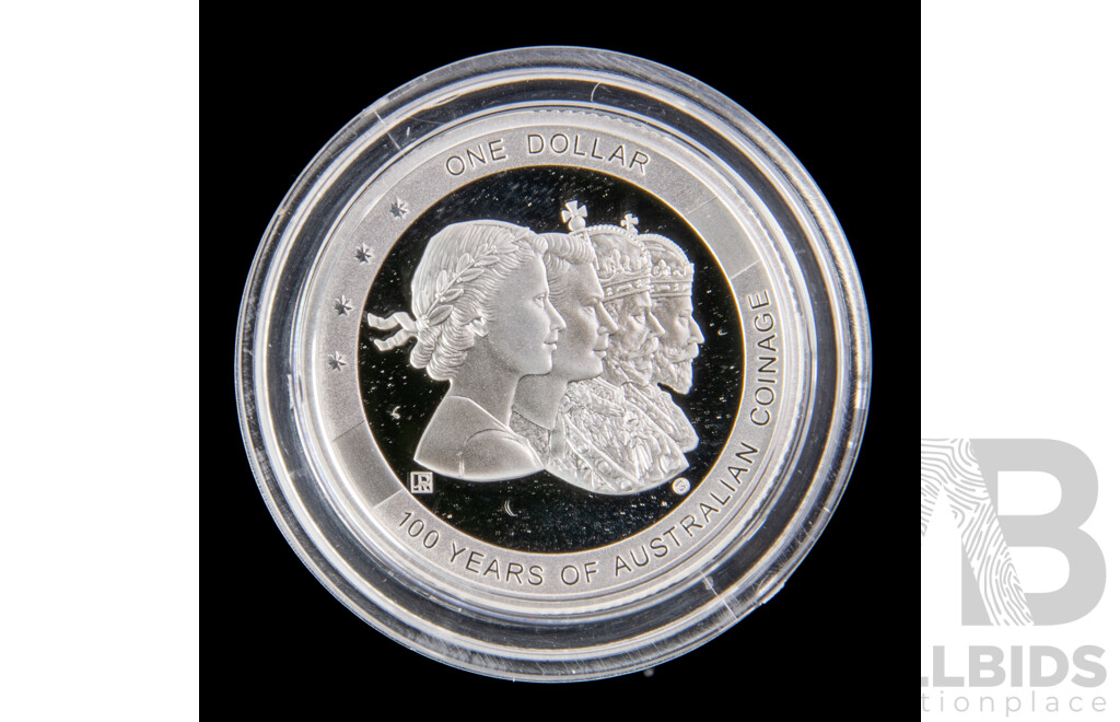 Australian 2010 $1 fine silver proof coin. ANDA release 100 Years Australiain Coinage.