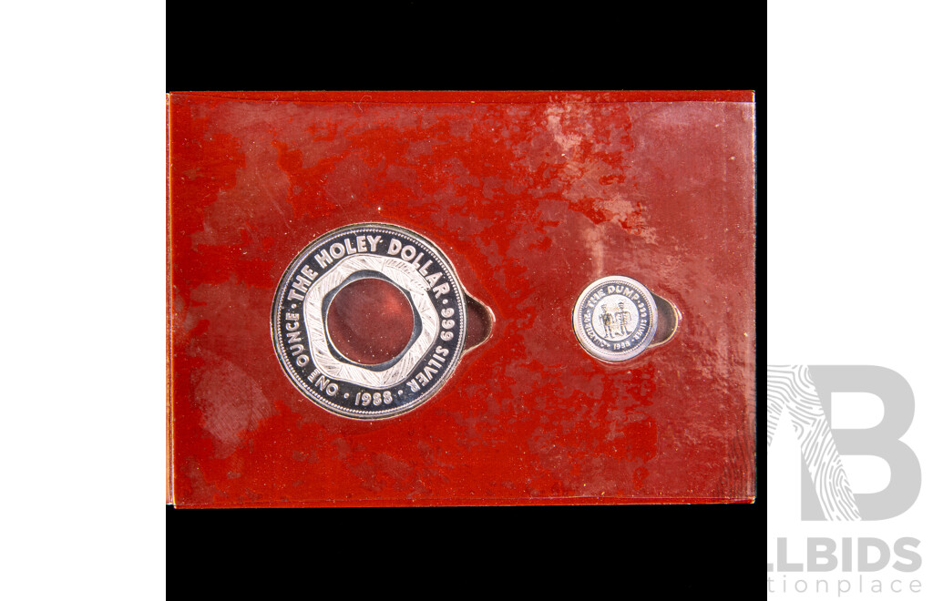Australian 1988 Perth Mint Holey Dollar and Dump 1.25g Fine Silver Coins.
