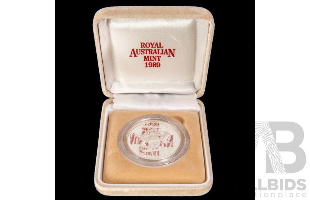 Australian 1989 $10 Proof silver coin, Queensland Anniversary