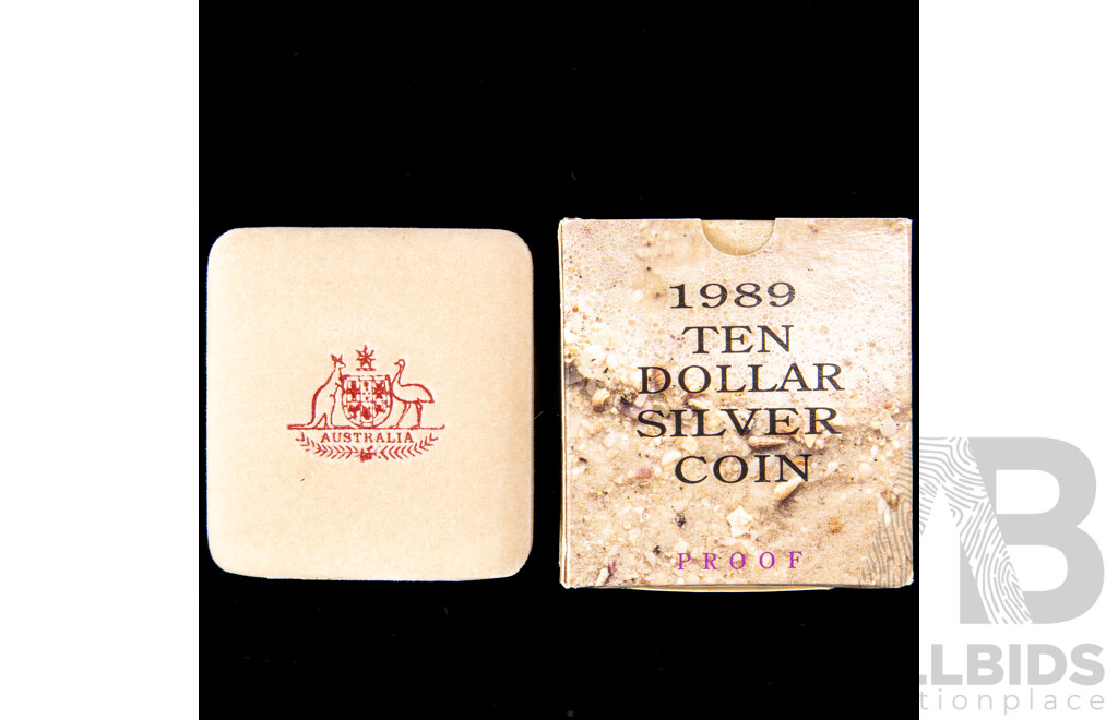 Australian 1989 $10 Proof silver coin, Queensland Anniversary