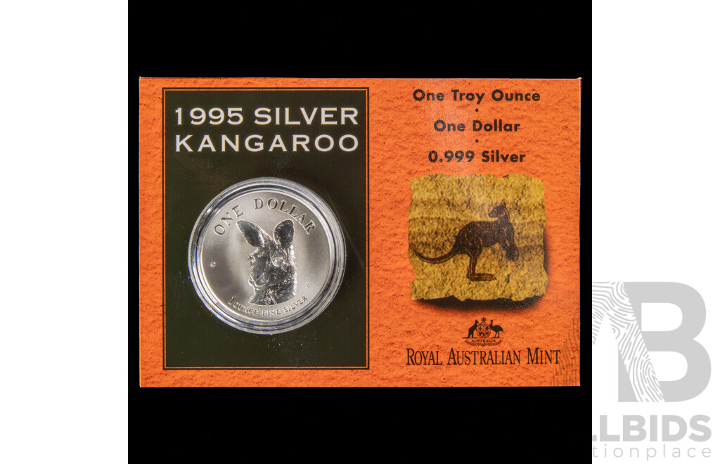 Australian 1995 RAM  Silver Kangaroo. One Troy Ounce Fine Silver