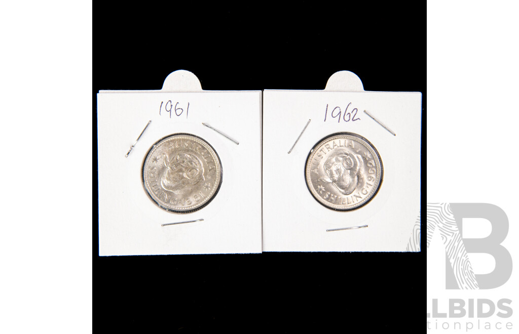 Australian 1961 1962 QE2 UNC Shillings