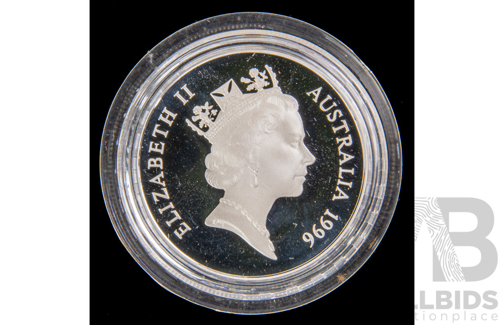 Australian 1996 One Ounce Fine Silver One Dollar Coin. 30 Years Decimal Currency .Number 1186.