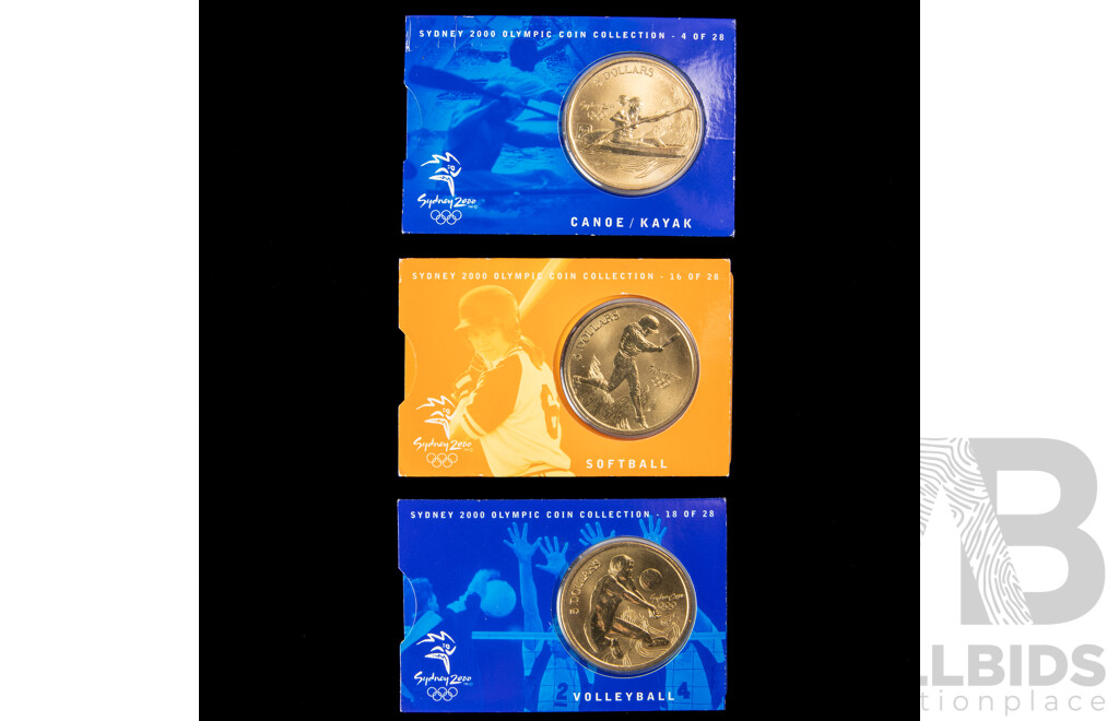 Three Australian 2000 Five Dollar Coins, Sydney Olympics