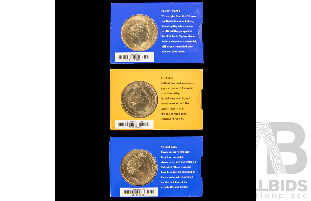 Three Australian 2000 Five Dollar Coins, Sydney Olympics