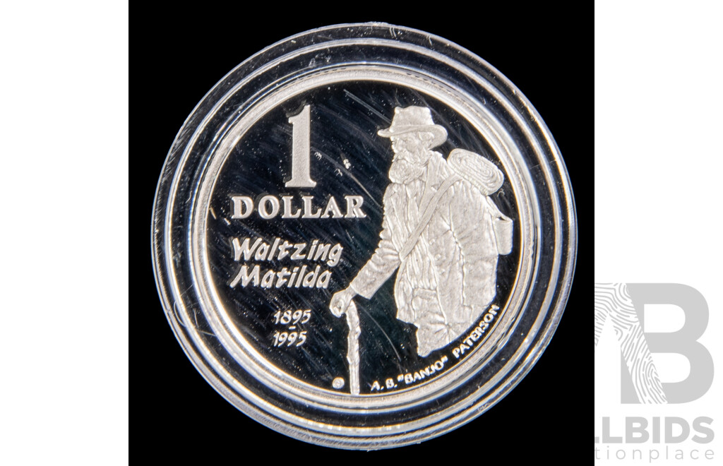 Australian 1995 Silver Proof one dollar coin. Waltzing Matilda.
