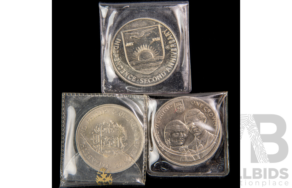 Three UK 1981 assorted crowns, Royal Wedding.