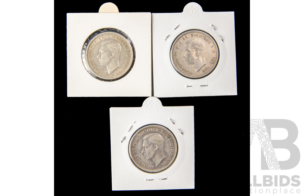 Australian 1939 1940 1941 92.5% High quality silver florins.
