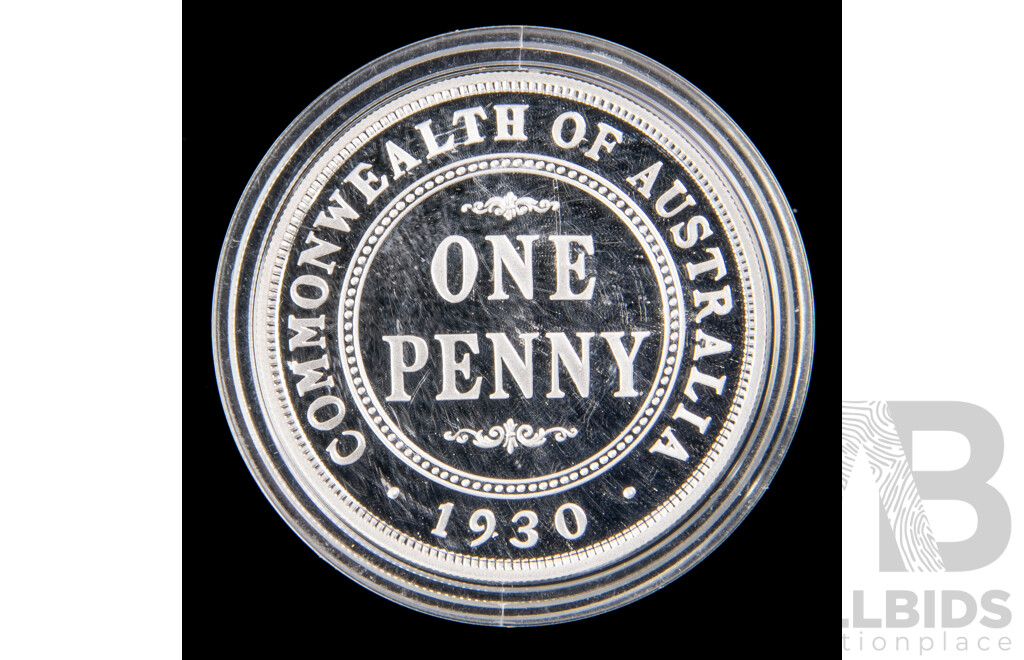 Australian 1999 Fine silver proof 10c coin, 1930 Penny