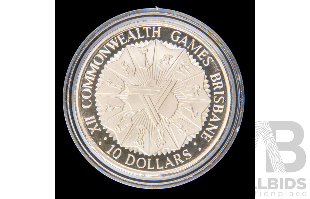 Australian 1982 Commonwealth Games Proof silver $10 coin.