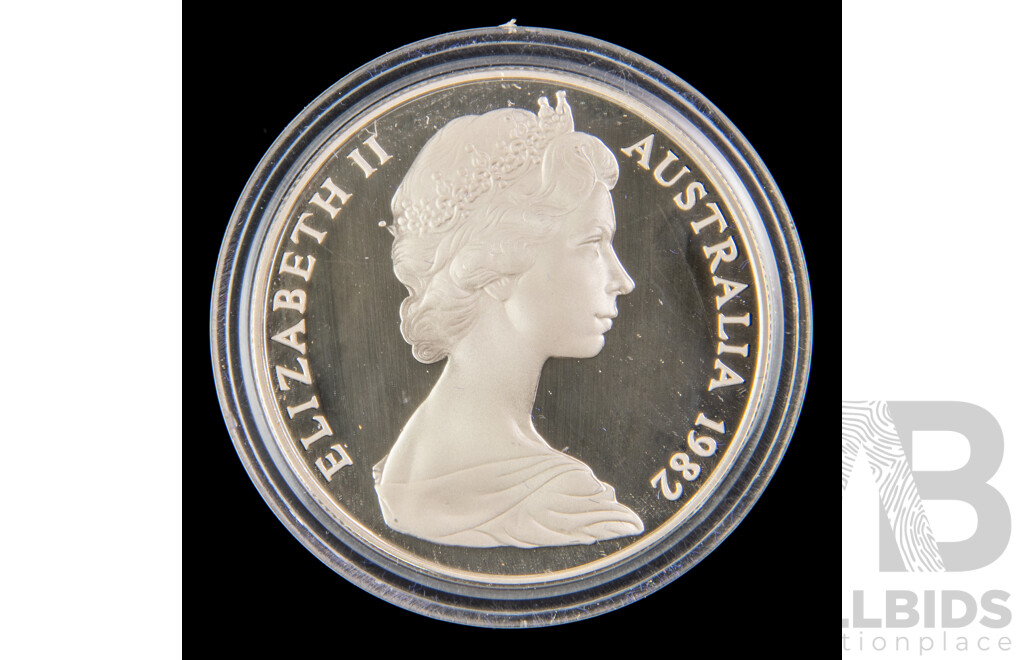 Australian 1982 Commonwealth Games Proof silver $10 coin.